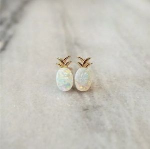 925 Gold White Opal Women Jewelry Fruit Pineapple